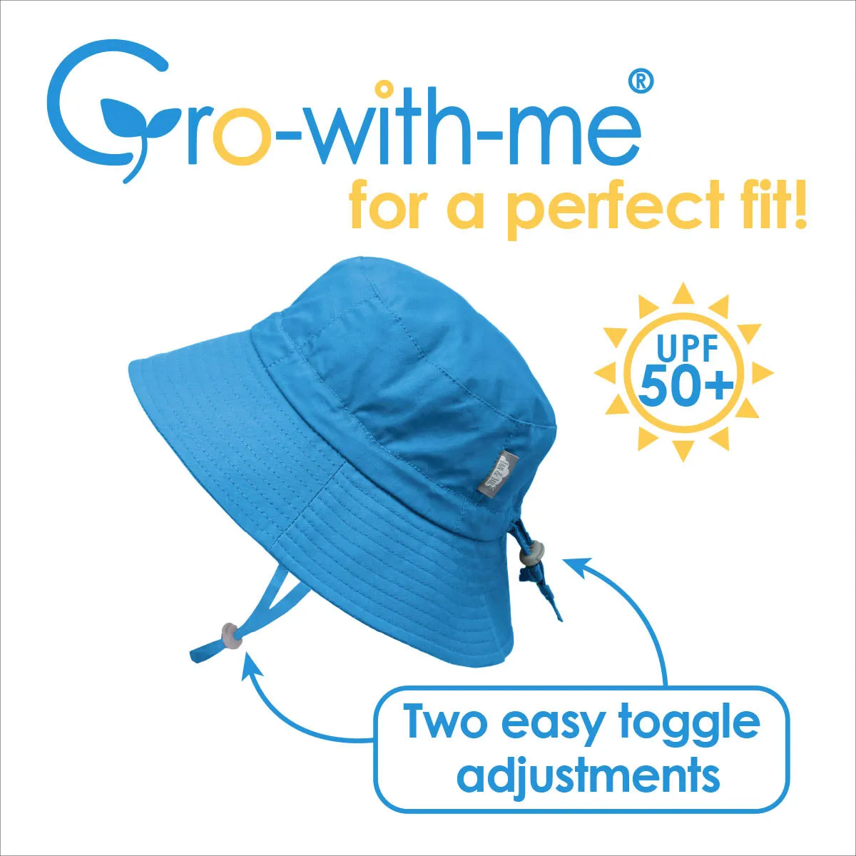 JAN & JUL GRO-WITH-ME 50  UPF Cotton Bucket Hat -Navy Waves