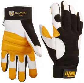 John Tillman X-Large Black, Pearl and Gold TrueFit Goatskin and Spandex Full Finger Mechanics Gloves with ElasticHook and Loop Cuff (TIL1490XL)