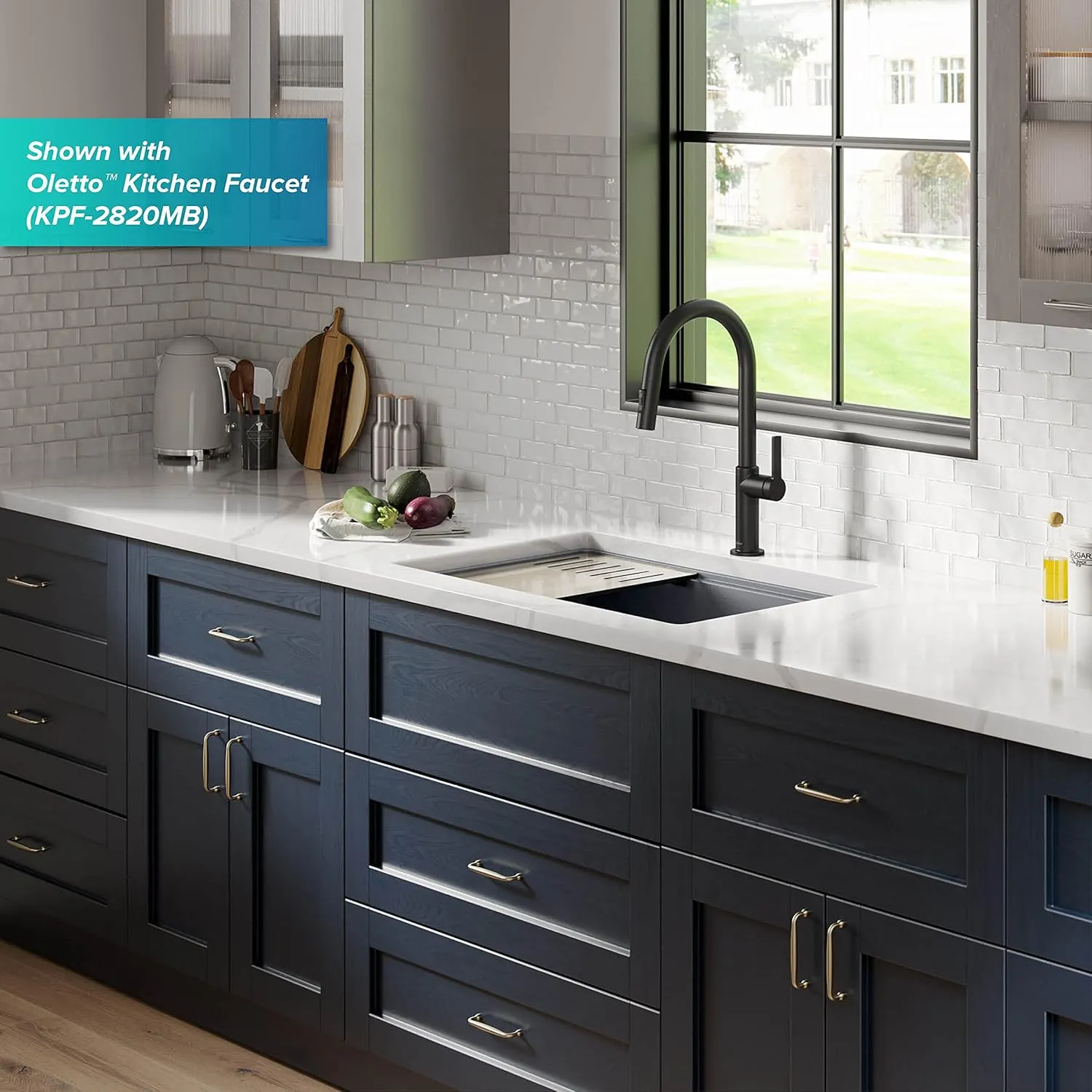 KRAUS Kitchen Sink Bellucci 30 Undermount Workstation Granite, Metallic Gray, Accessories, KGUW2-30MGR
