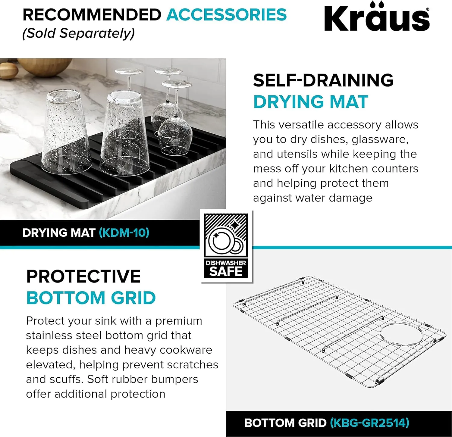 KRAUS Kitchen Sink Bellucci 30 Undermount Workstation Granite, Metallic Gray, Accessories, KGUW2-30MGR