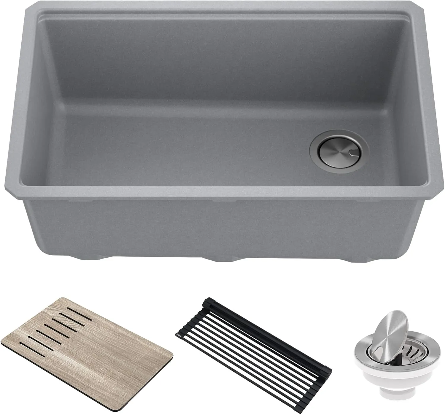KRAUS Kitchen Sink Bellucci 30 Undermount Workstation Granite, Metallic Gray, Accessories, KGUW2-30MGR