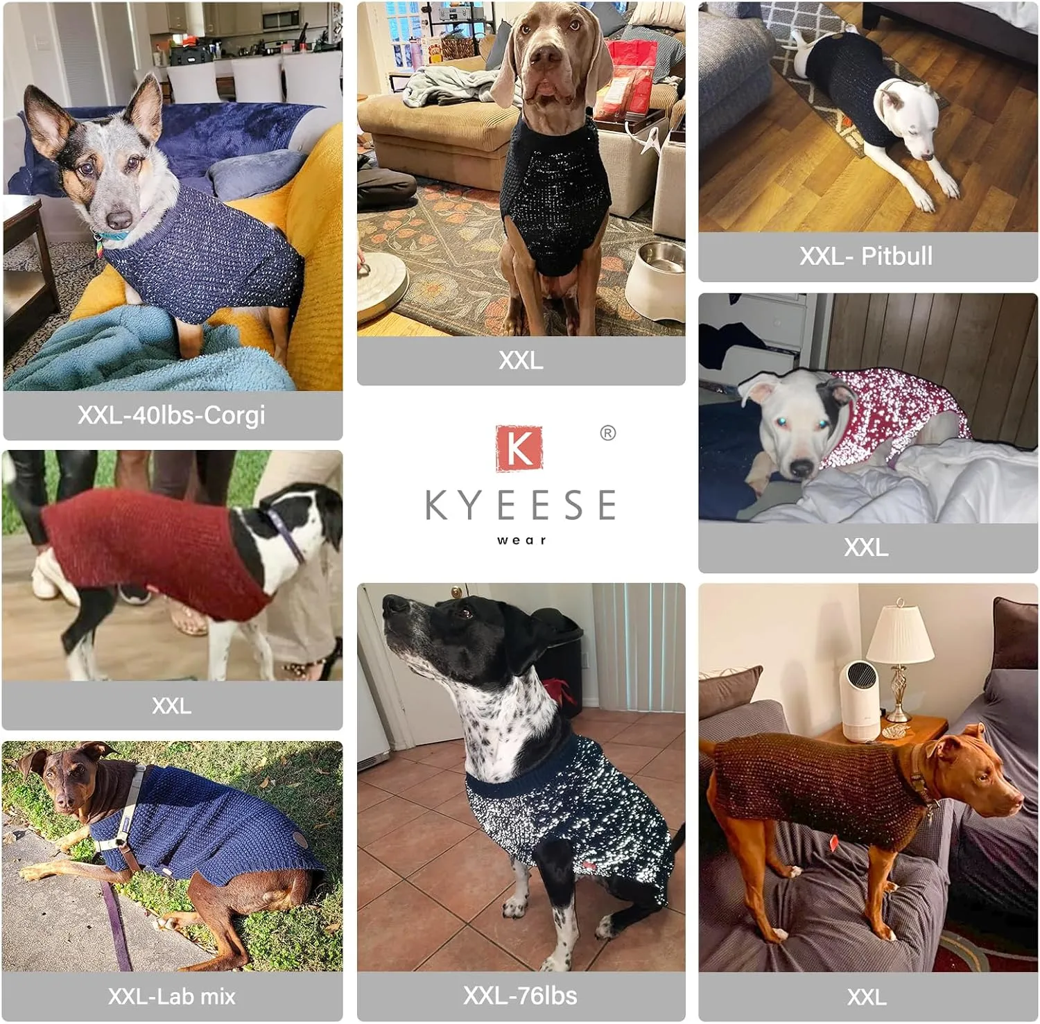 KYEESE Dog Sweater Warm Pet Sweater Medium Size Pets Comfy Pets Coats Stretchy Dog Sweater for Medium Dogs Boy Medium Pet Sweater with Reflective Yarn Pullover Dogs Clothes, Brown, XL