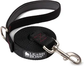 Leash Boss 10 Foot Dog Leash with Padded Handle - Long Leash for Hiking, Camping, Exploring, or Walking (10 Feet, Black/Red/Grey)