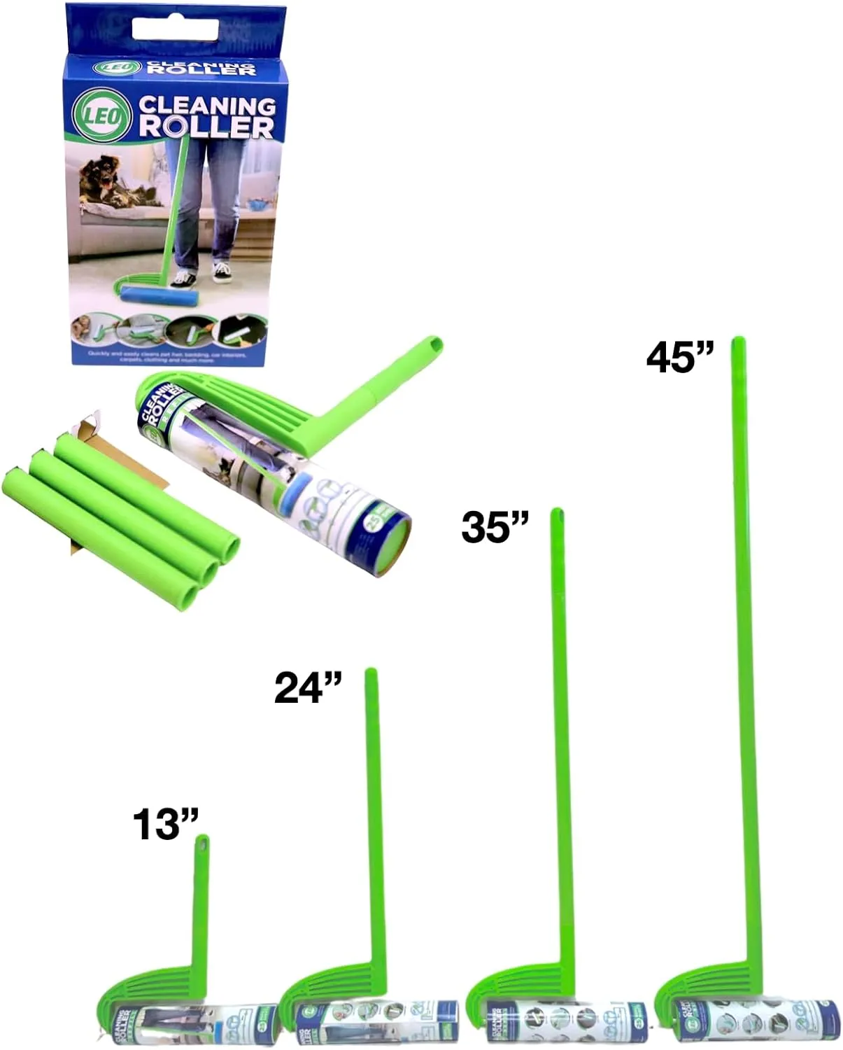 Leo Cleaning Roller with Refill 1 Pack,3 Packs or 6 Packs Up to 300 Sheets (1 Mega Roller)