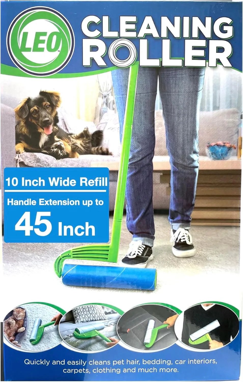 Leo Cleaning Roller with Refill 1 Pack,3 Packs or 6 Packs Up to 300 Sheets (1 Mega Roller)