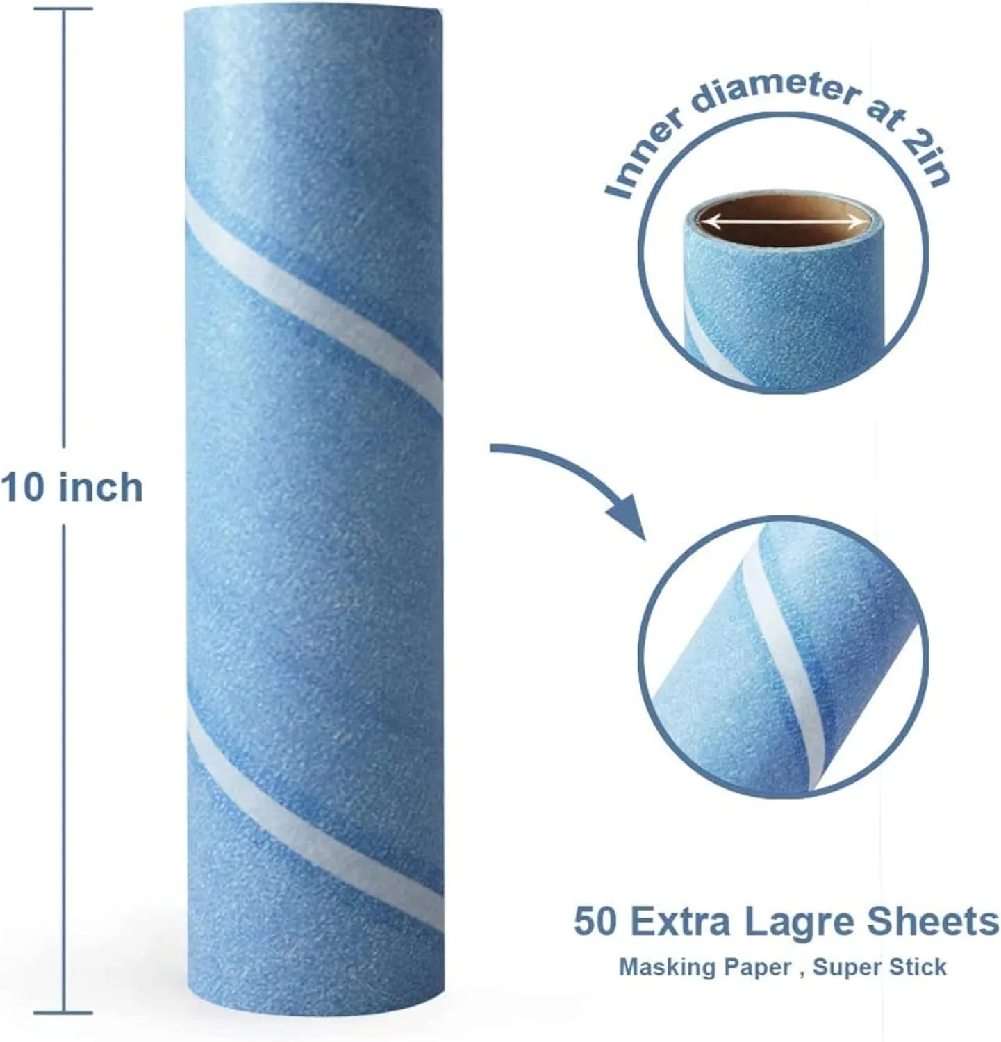 Leo MegaClean 10-Inch Wide Lint Roller Refills 6 Rolls 300 Ultra-Wide Sheets for Lint Removers Household Cleaning Easily Remove Pet Hair Dust and Debris from Floors Carpets and Furniture