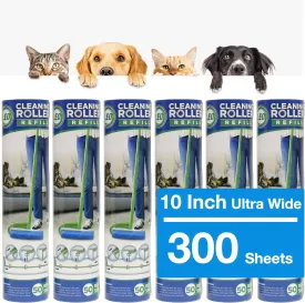 Leo MegaClean 10-Inch Wide Lint Roller Refills 6 Rolls 300 Ultra-Wide Sheets for Lint Removers Household Cleaning Easily Remove Pet Hair Dust and Debris from Floors Carpets and Furniture
