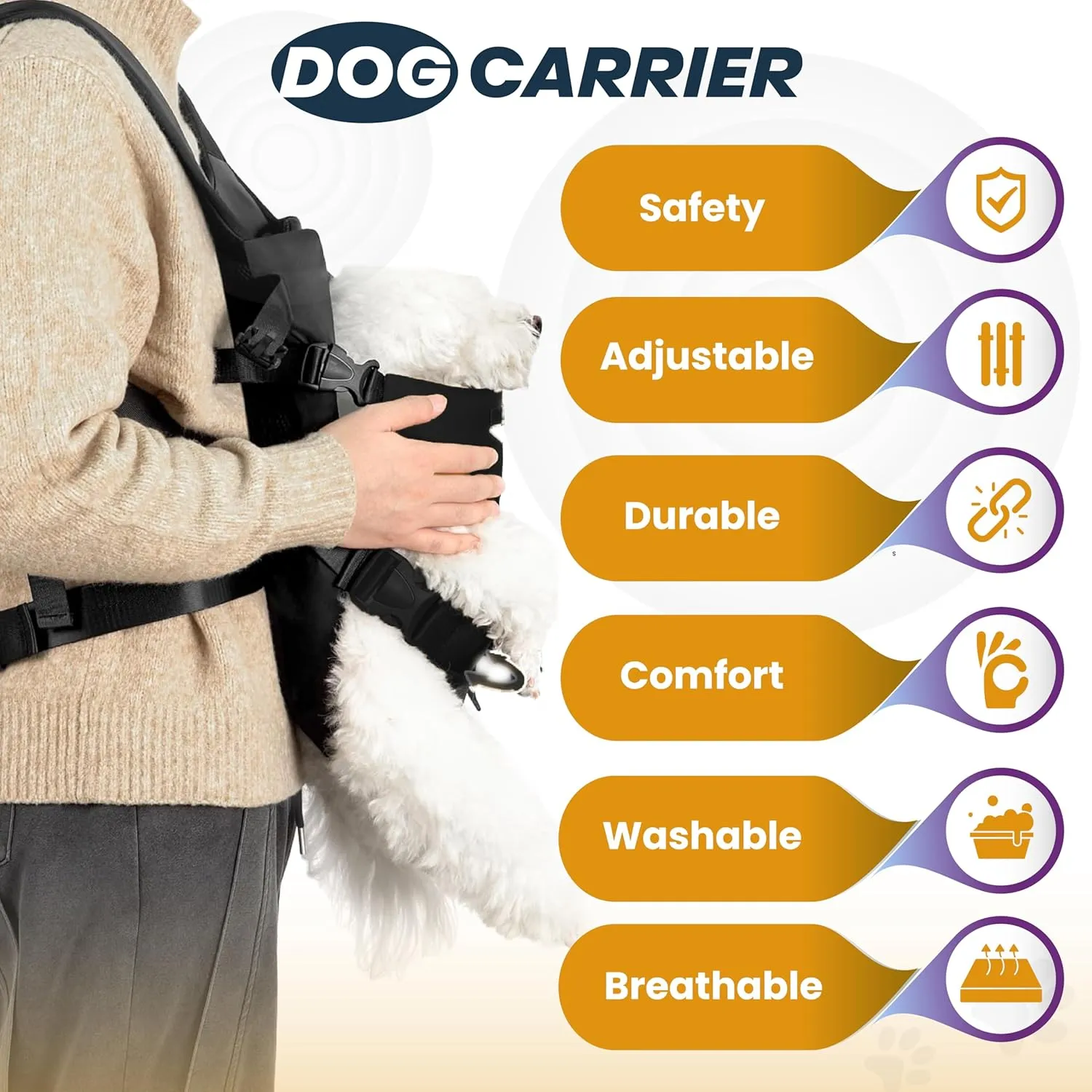 MAYASUR Pet Front Dog Carrier Backpacks, Adjustable Dog Backpack Carrier, Legs Out Easy-fit Dog Chest Carrier for Small to X Large Dogs, Dog Front Carrier for Hiking, Cycling (Black, Medium)