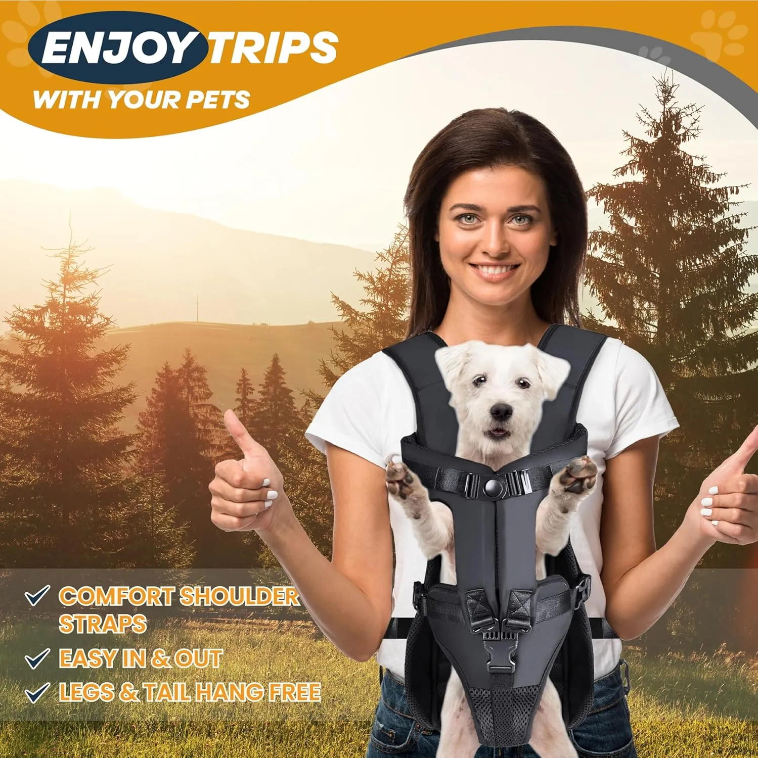 MAYASUR Pet Front Dog Carrier Backpacks, Adjustable Dog Backpack Carrier, Legs Out Easy-fit Dog Chest Carrier for Small to X Large Dogs, Dog Front Carrier for Hiking, Cycling (Black, Medium)