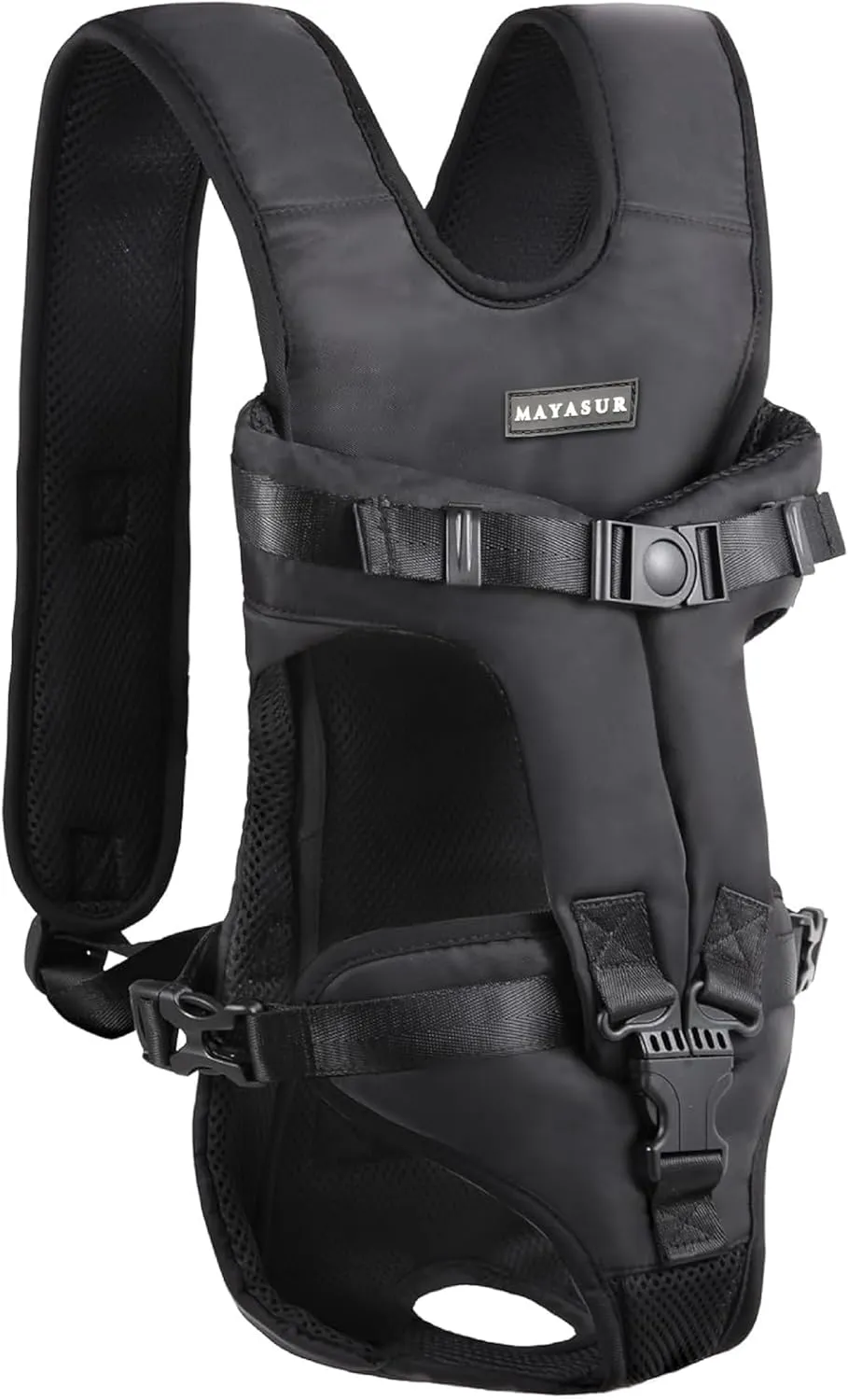 MAYASUR Pet Front Dog Carrier Backpacks, Adjustable Dog Backpack Carrier, Legs Out Easy-fit Dog Chest Carrier for Small to X Large Dogs, Dog Front Carrier for Hiking, Cycling (Black, Medium)