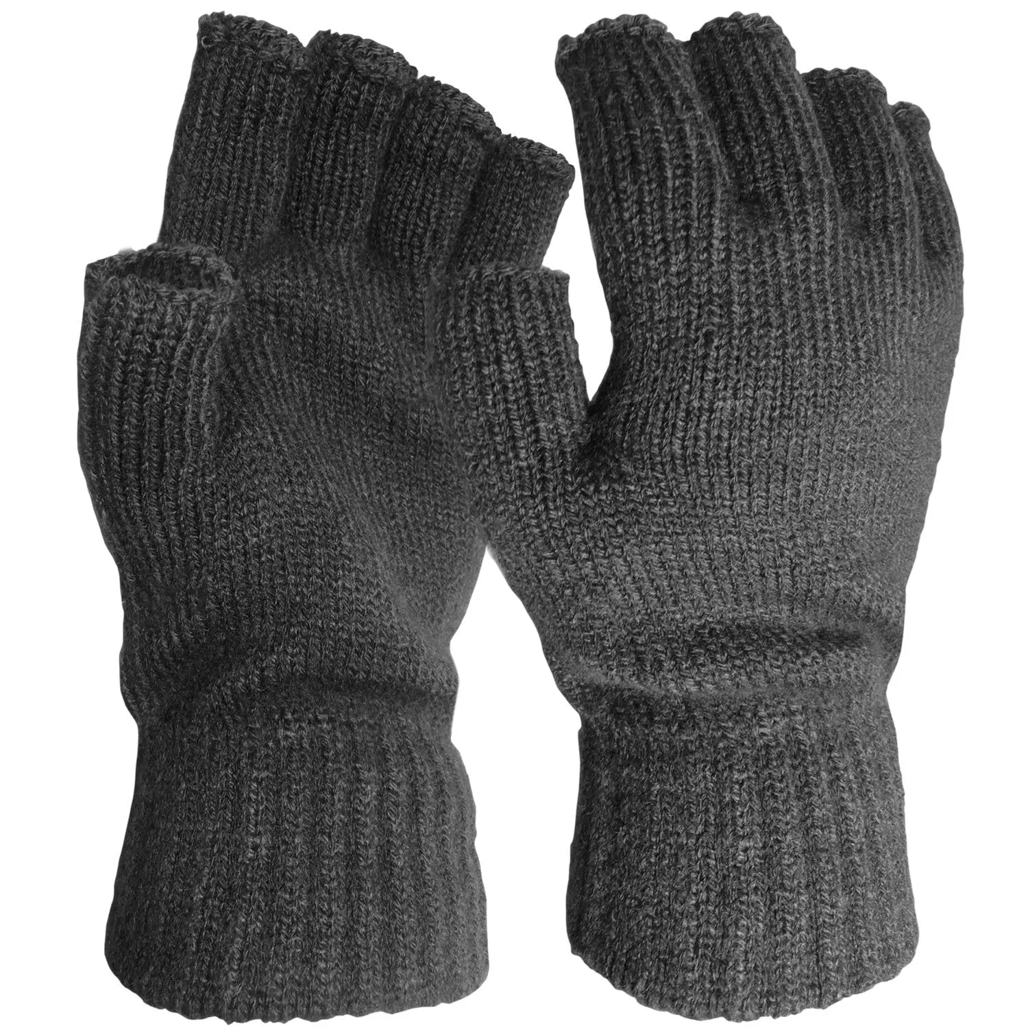 Mens Fingerless Gloves with Ribbed Cuff