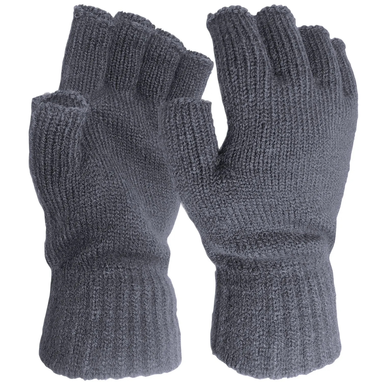 Mens Fingerless Gloves with Ribbed Cuff