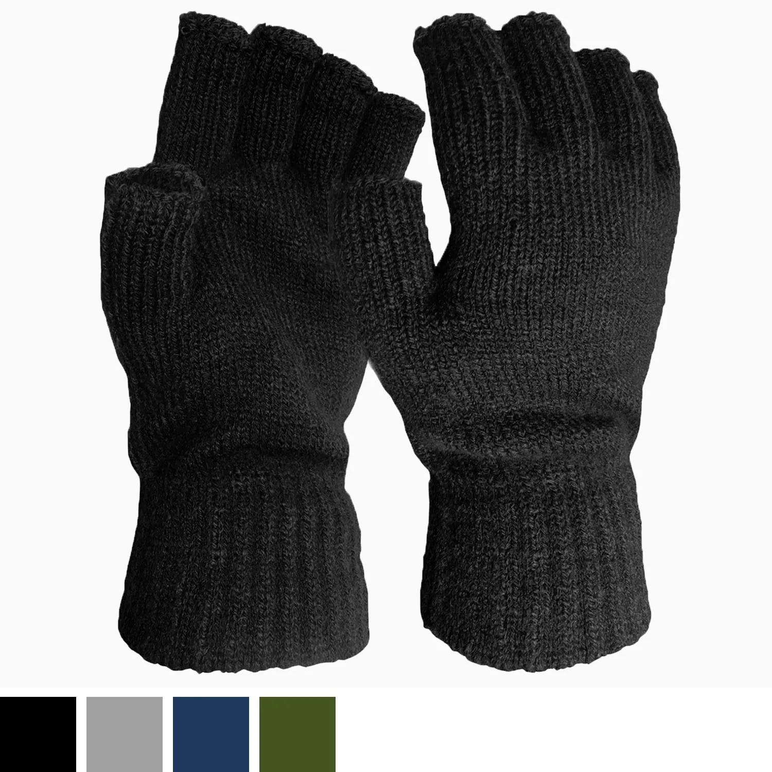 Mens Fingerless Gloves with Ribbed Cuff