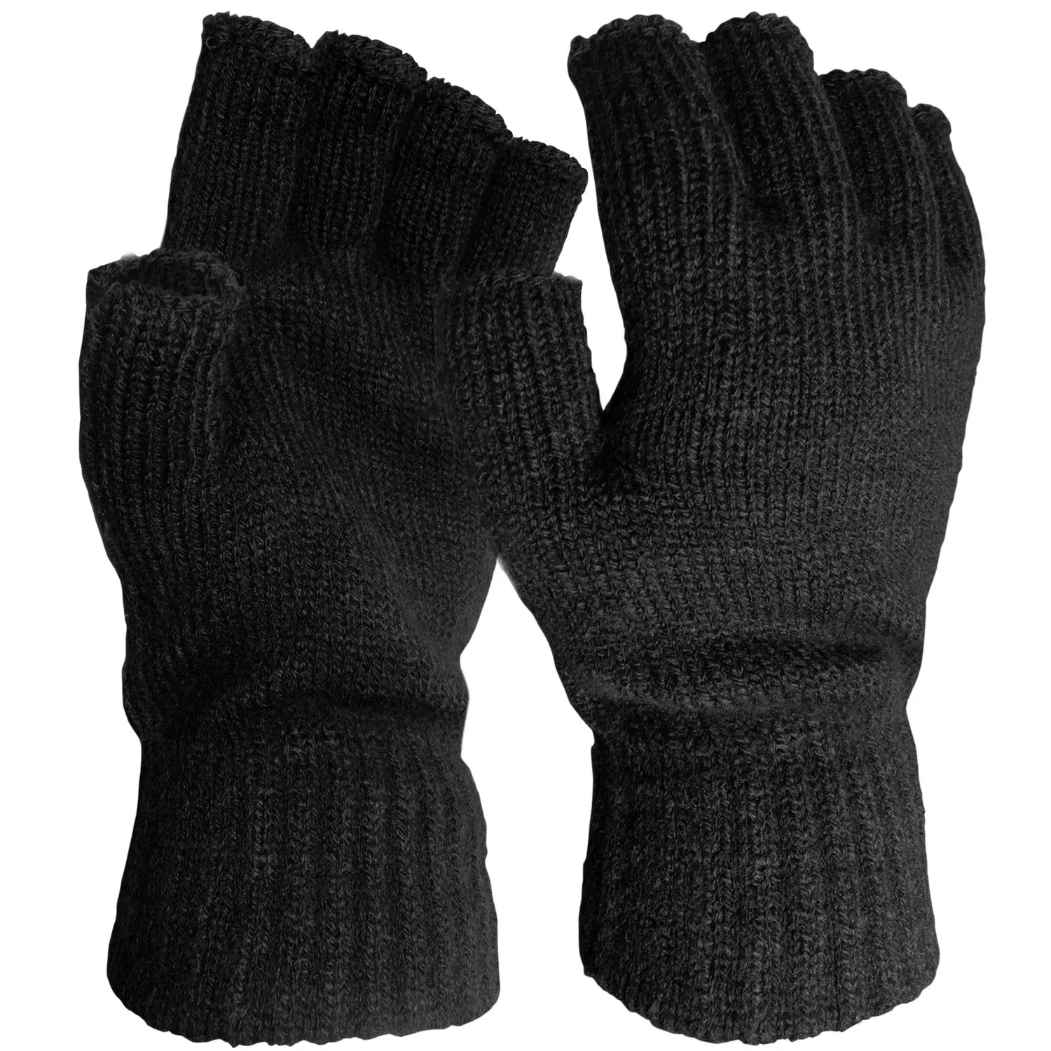 Mens Fingerless Gloves with Ribbed Cuff