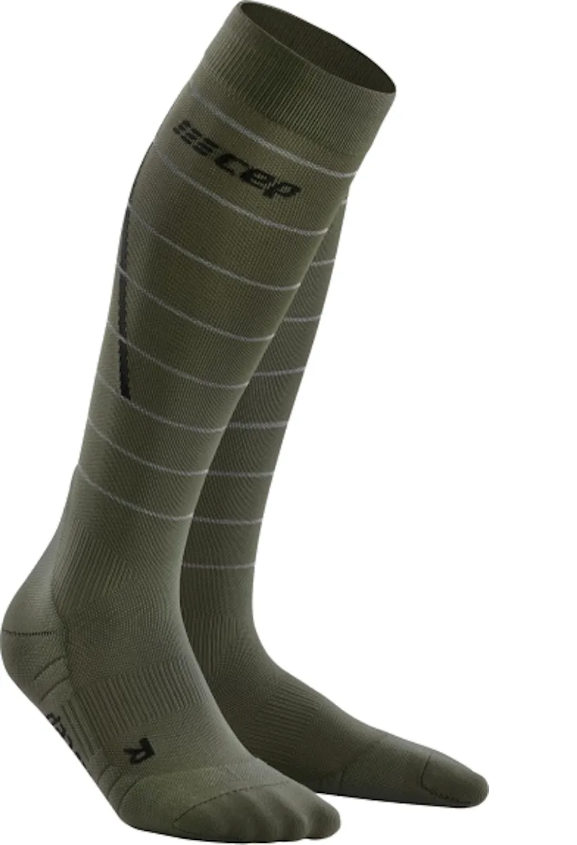 MEN'S REFLECTIVE TALL COMPRESSION SOCKS CLEARANCE - DARK GREEN - III