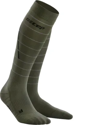 MEN'S REFLECTIVE TALL COMPRESSION SOCKS CLEARANCE - DARK GREEN - III