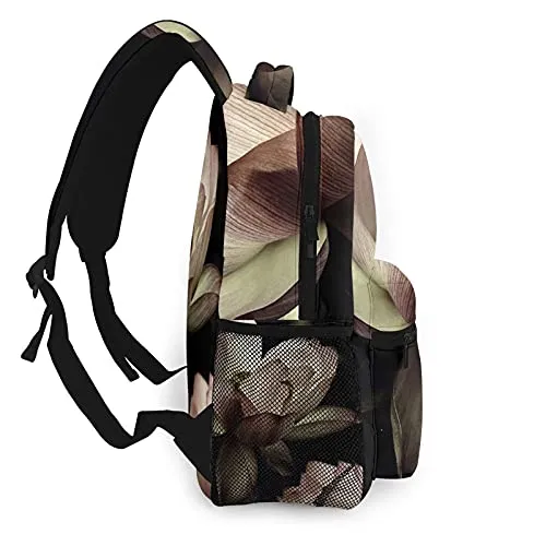 Multi leisure backpack,Lotus Flower Print, travel sports School bag for adult youth College Students