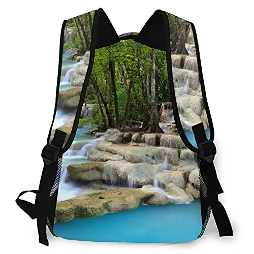 Multi leisure backpack,Waterfall Landscape Nature Scenery Exotic Tre, travel sports School bag for adult youth College Students