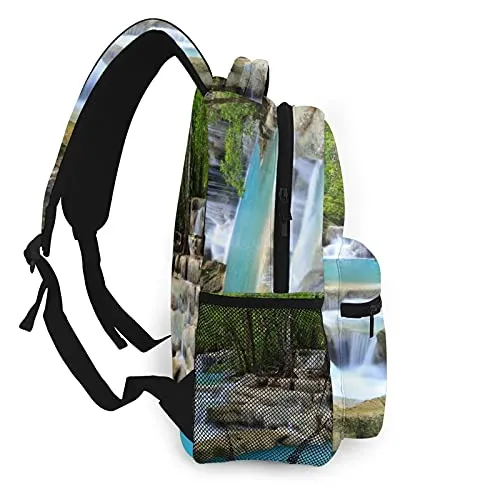 Multi leisure backpack,Waterfall Landscape Nature Scenery Exotic Tre, travel sports School bag for adult youth College Students