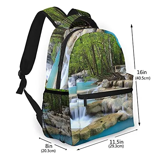 Multi leisure backpack,Waterfall Landscape Nature Scenery Exotic Tre, travel sports School bag for adult youth College Students