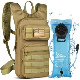 NOOLA Hydration Backpack with 3L TPU Water Bladder, Tactical Molle Water Backpack for Men Women, Hydration Pack for Hiking, Biking, Running and Climbing ,Tan