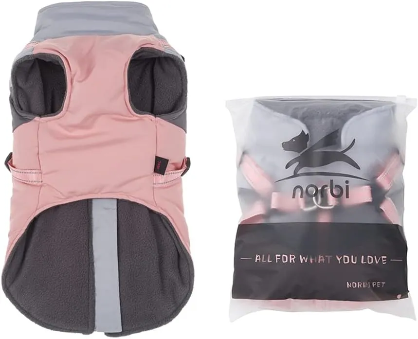 Norbi Small Dog Winter Jacket with Harness - 2 in 1 Puppy Coat
