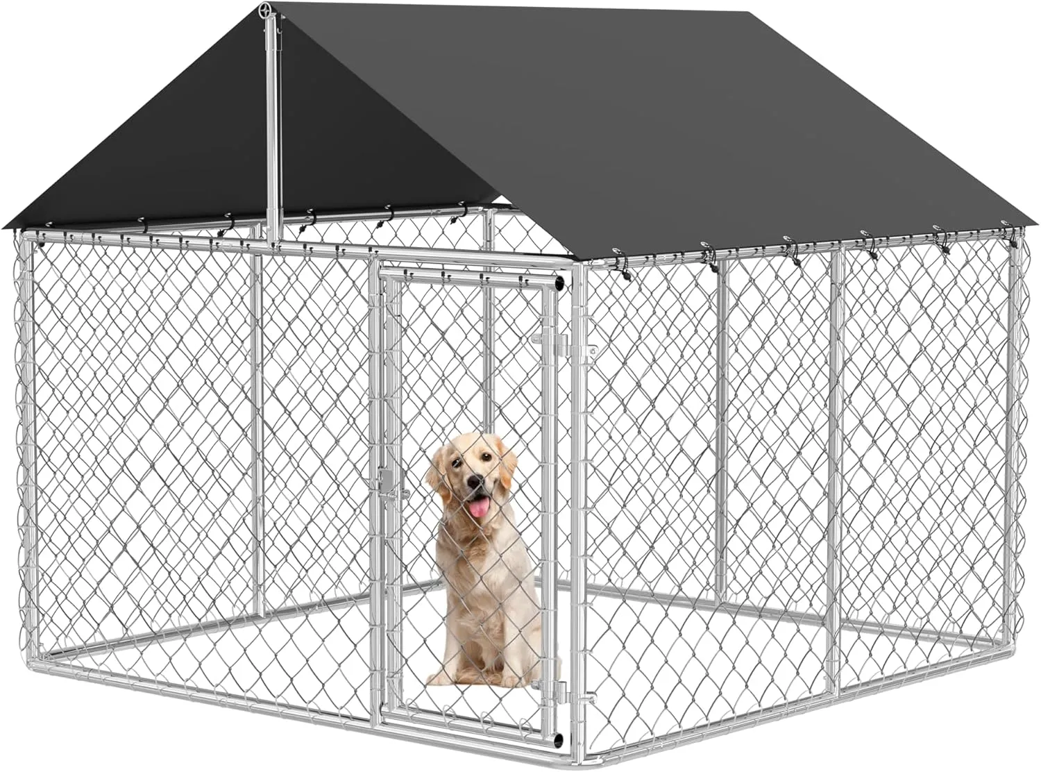 Outdoor Dog Enclosure Heavy Duty Dog Kennel House Mesh Dog Big Cage Pet Kennel Steel Fence with Secure Lock (79x 79)