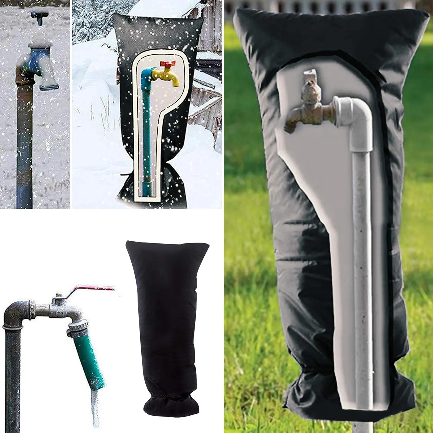 Outdoor Faucet Cover for Winter, 25" L x 13" W Garden Faucet Socks for Freeze Protection, Thicker Reusable Waterproof Insulated Spigot Cover