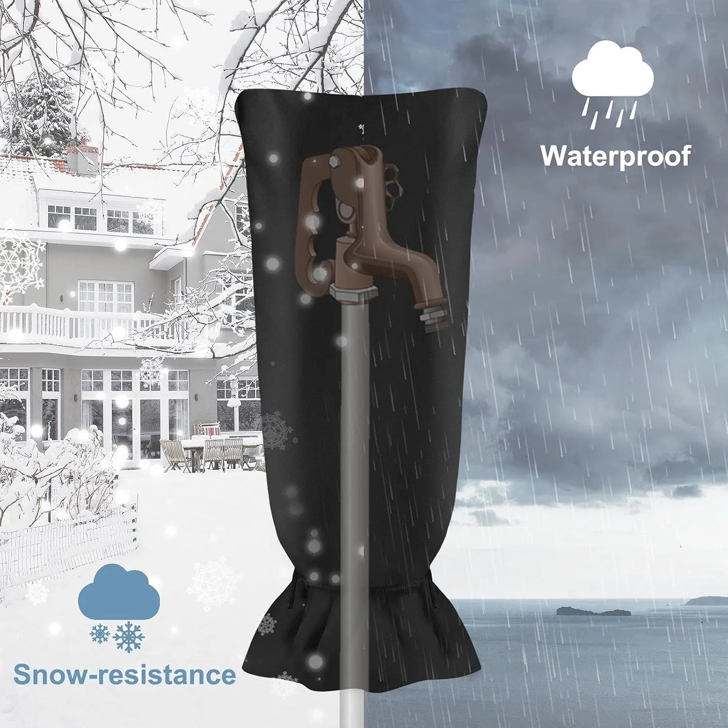 Outdoor Faucet Cover for Winter, 25" L x 13" W Garden Faucet Socks for Freeze Protection, Thicker Reusable Waterproof Insulated Spigot Cover