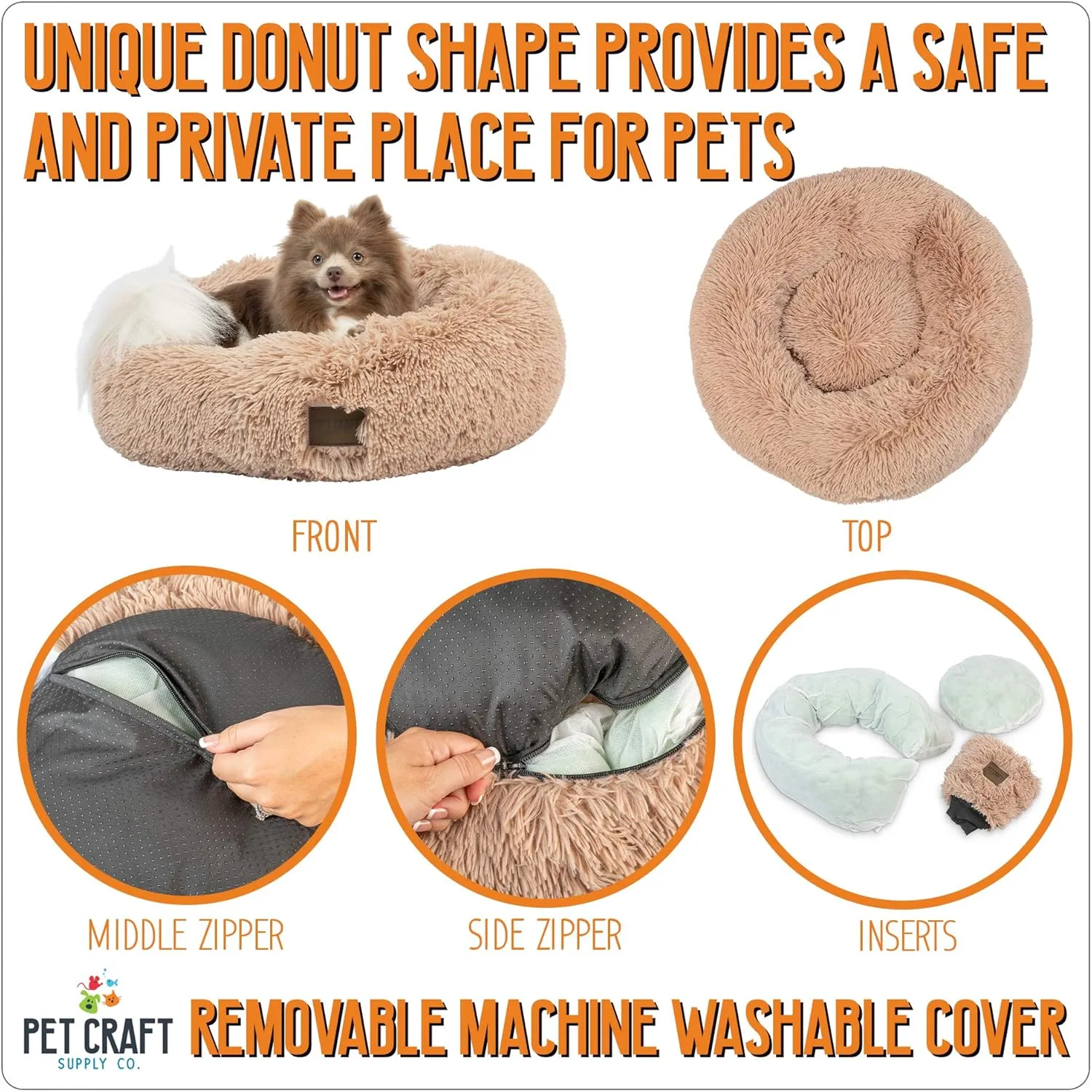 Pet Craft Supply Ultra Plush Calming Anti-Anxiety Pet Bed - Includes Super Soft Comfort Blanket - Great Medium Dog, Puppy and Cat Bed
