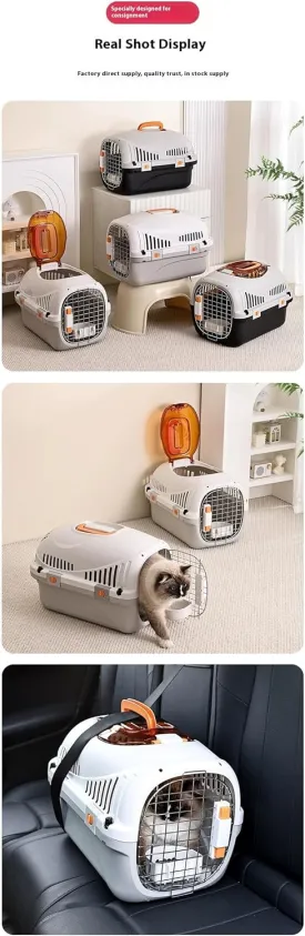 Pet Transport Box, 20 inches with Urine Board not Dirty feet, Portable cat and Dog air Box cage, Suitable for Travel, Hiking, Camping, Outdoor (off-white304)