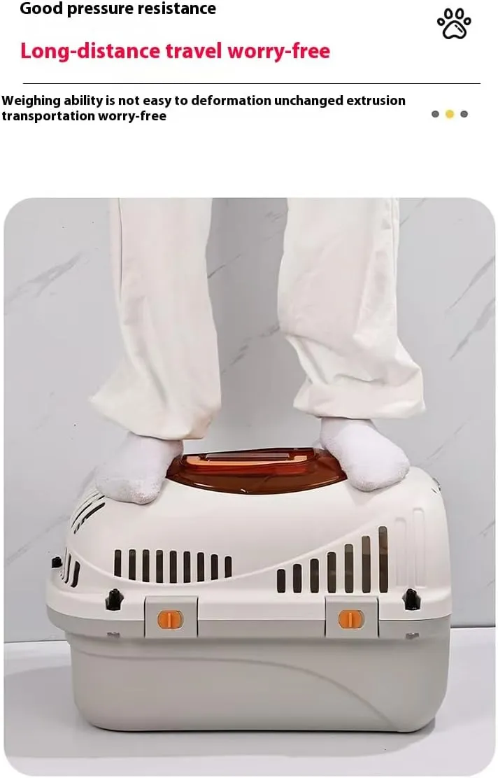 Pet Transport Box, 20 inches with Urine Board not Dirty feet, Portable cat and Dog air Box cage, Suitable for Travel, Hiking, Camping, Outdoor (off-white304)
