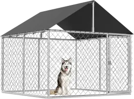 Petonly Outdoor Dog Enclosure Heavy Duty Dog Kennel House Mesh Dog Big Cage Pet Kennel Steel Fence with Secure Lock (79x 79)