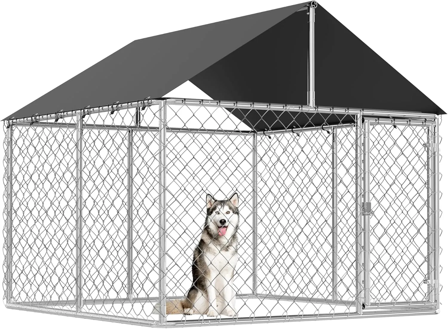 Petonly Outdoor Dog Enclosure Heavy Duty Dog Kennel House Mesh Dog Big Cage Pet Kennel Steel Fence with Secure Lock (79x 79)