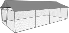 Petonly Outdoor Dog Enclosure Heavy Duty Dog Kennel House Mesh Dog Big Cage Pet Kennel Steel Fence with Secure Lock(236x 118)