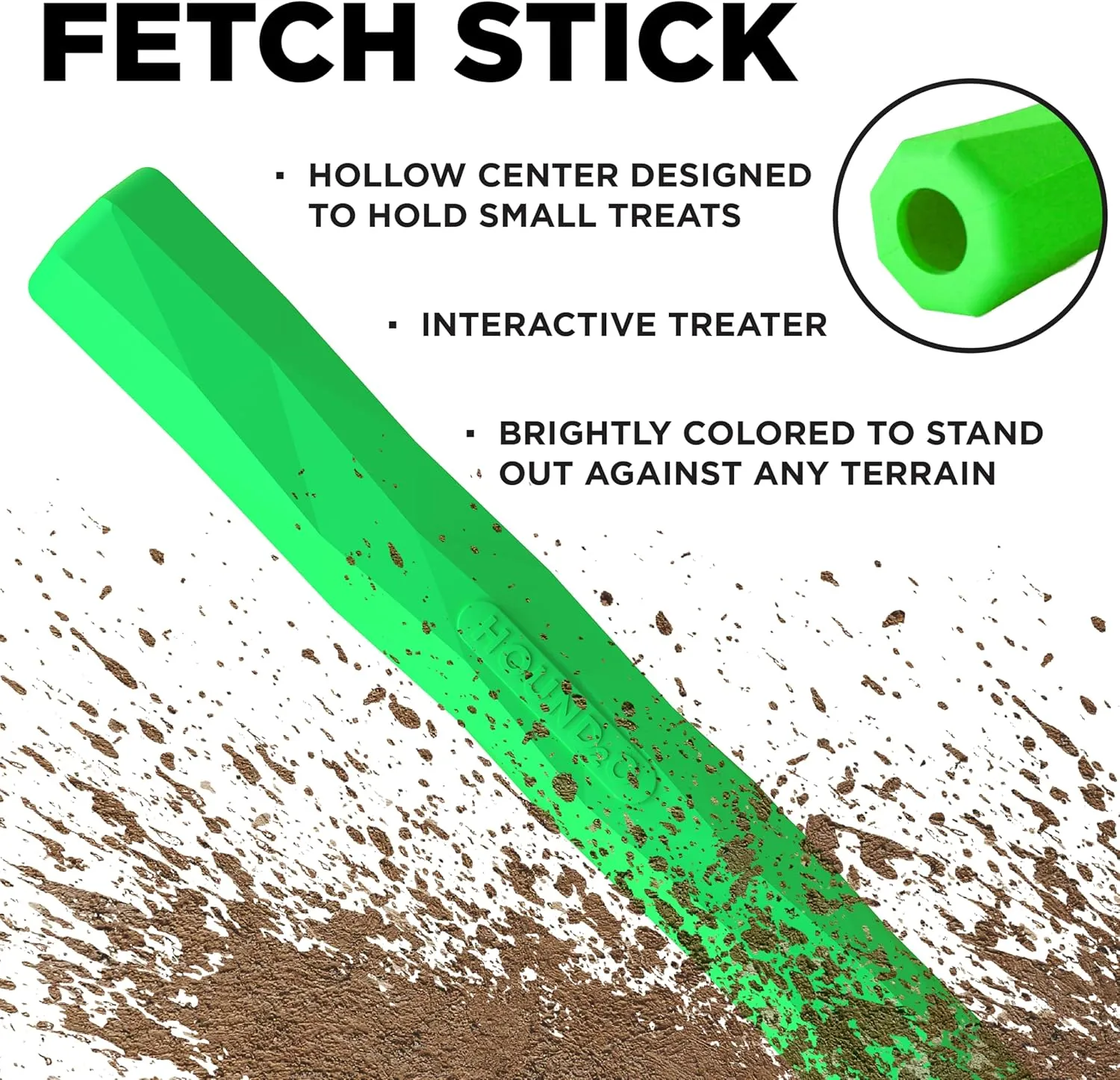 Playology Hound2O Outdoor Dog Toys | Treater Toy Fetch Stick for Dogs | Bright Green Toy Chew Stick | Easy to Clean, & Made from Non-Toxic Rubber Materials