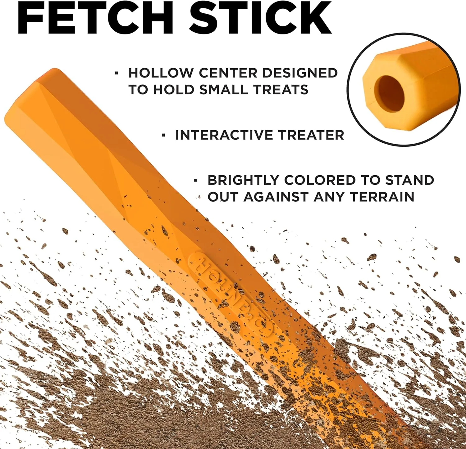 Playology Hound2O Outdoor Dog Toys | Treater Toy Fetch Stick for Dogs | Bright Orange Durable Toy Chew Stick | Easy to Clean & Made from Non-Toxic Materials