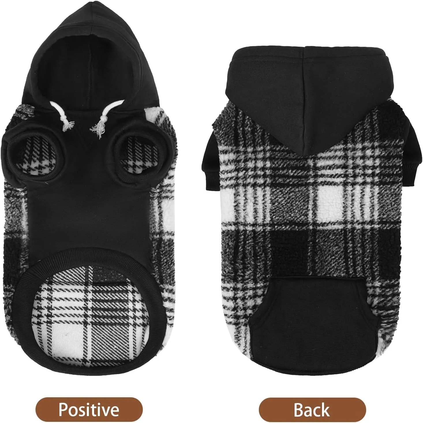 PUPTECK Dog Hoodie Puppy Sweatshirt Warm Dog Sweater Winter Clothes Cold Weather Coats for Small Medium Large Dogs, Black, XS