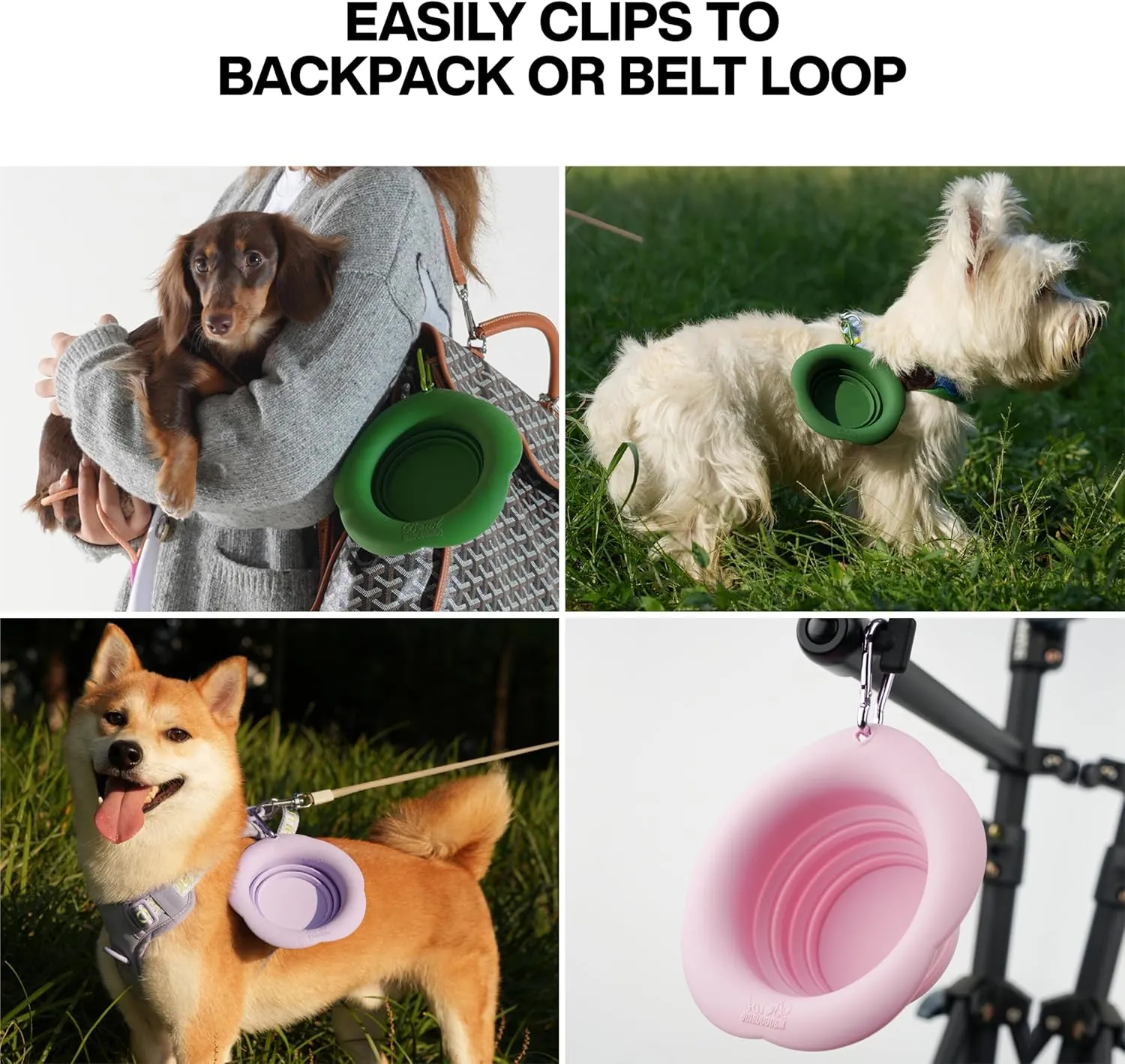 Silicone Collapsible Dog Bowls, Free Dishwasher Safe, Portable Foldable Expandable Travel Bowl, Food Water Feeding Cup Dish for Dogs Cats (Green, M)