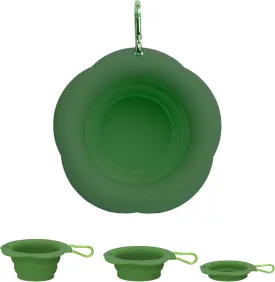 Silicone Collapsible Dog Bowls, Free Dishwasher Safe, Portable Foldable Expandable Travel Bowl, Food Water Feeding Cup Dish for Dogs Cats (Green, M)