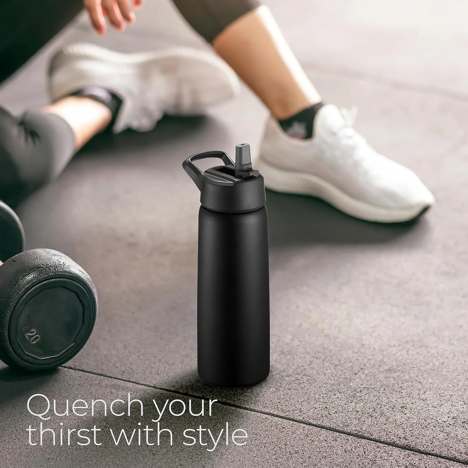 SipX Triple-Insulated Stainless Steel Water Bottle 25oz. With 3 Lids, BPA-Free Reusable Insulated Water Bottle Keeps Cold 24 Hours, Metal Water Bottle Made Of Sustainable Material For Hiking & Biking