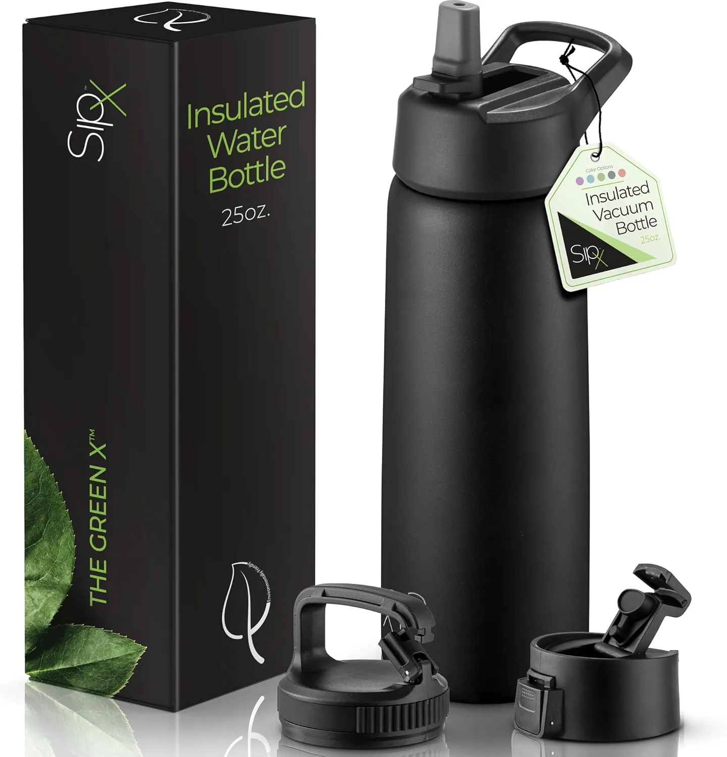 SipX Triple-Insulated Stainless Steel Water Bottle 25oz. With 3 Lids, BPA-Free Reusable Insulated Water Bottle Keeps Cold 24 Hours, Metal Water Bottle Made Of Sustainable Material For Hiking & Biking