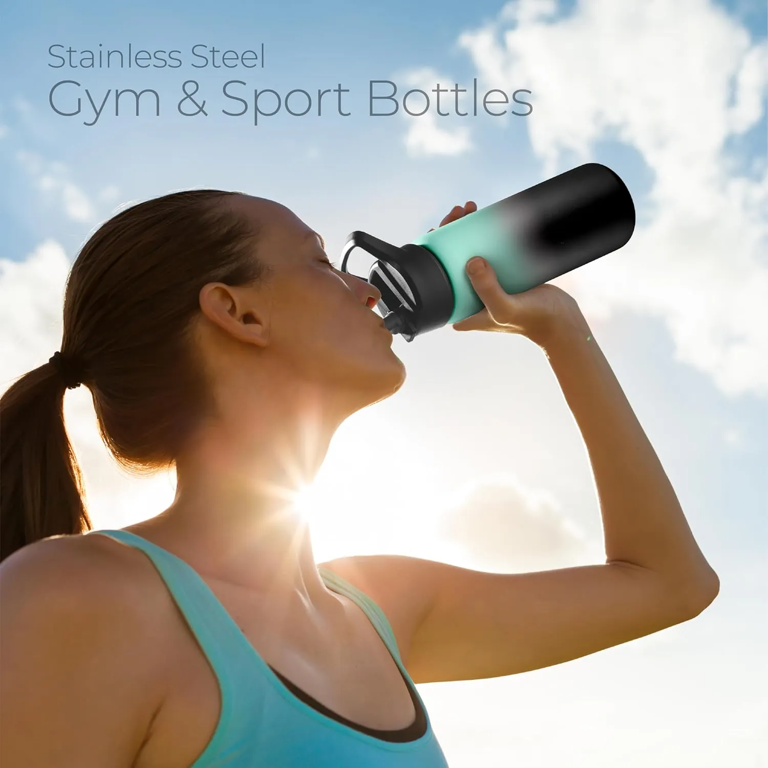 SipX Triple-Insulated Stainless Steel Water Bottle 25oz. With 3 Lids, BPA-Free Reusable Insulated Water Bottle Keeps Cold 24 Hours, Metal Water Bottle Made Of Sustainable Material For Hiking & Biking
