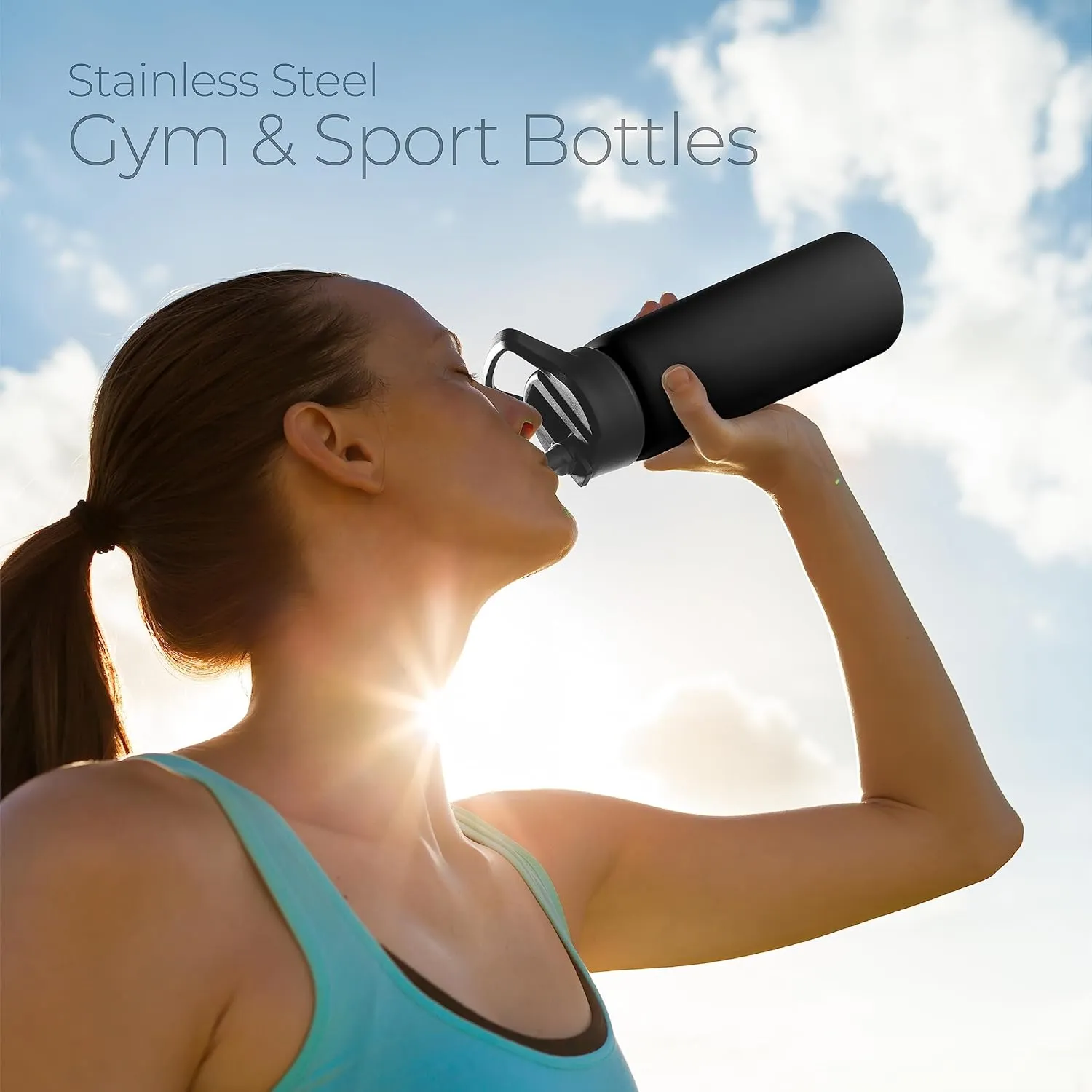 SipX Triple-Insulated Stainless Steel Water Bottle 25oz. With 3 Lids, BPA-Free Reusable Insulated Water Bottle Keeps Cold 24 Hours, Metal Water Bottle Made Of Sustainable Material For Hiking & Biking
