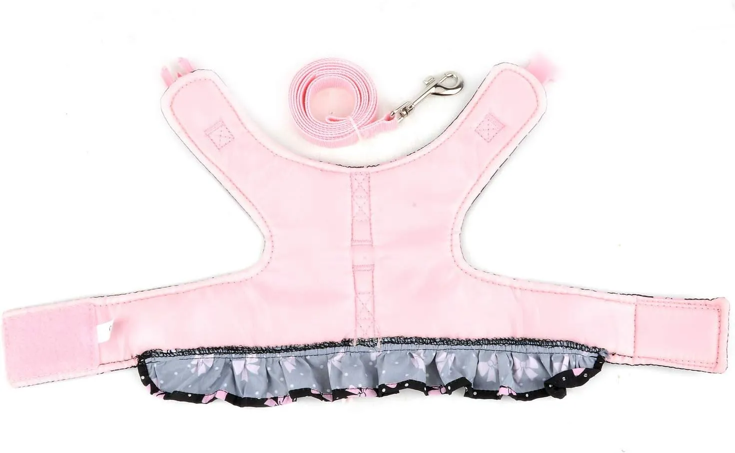 SMALLLEE_LUCKY_STORE Bows Dots Print Cat and Small Dog Harness Dress with Leash for Girls Adjustable No Pull Escape Proof Soft Walking Jacket Waterproof Puppies Kitten Harness Vest Outdoor,Black XS