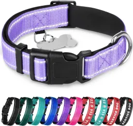 TECEUM Reflective Dog Collar  Lavender  M  Extra Soft Padding  Basic Nylon Pet Collar  Quick Release Buckle  Fits Small, Medium and Large Dogs, Puppies, Cats  ESA & Service Dog Options