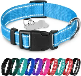 TECEUM Reflective Dog Collar  Sky Blue  M  Basic Nylon Pet Collar  Quick Release Buckle  Fits Small, Medium and Large Dogs, Puppies, Cats  ESA & Service Dog Options