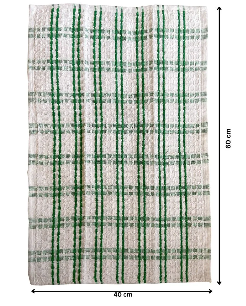 Versatile Checked Stripe Design Cotton Kitchen Towels | Set Of 6 | 16 X 24 inches