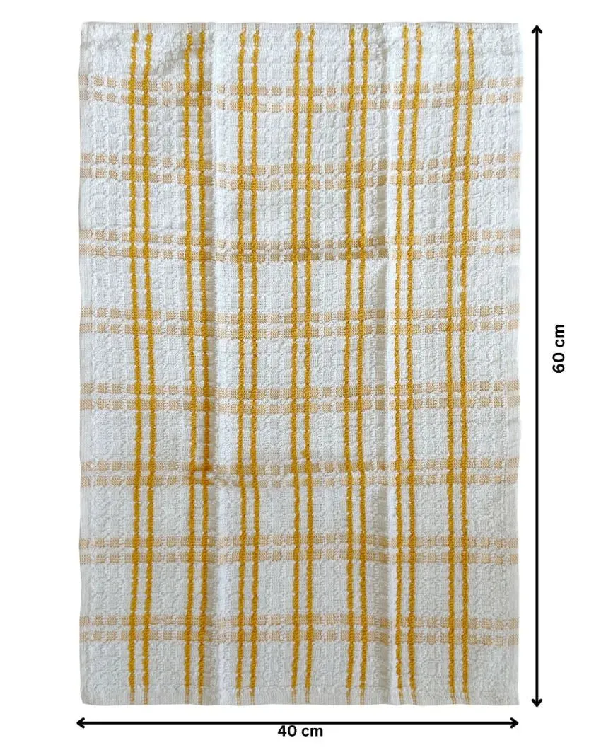 Versatile Checked Stripe Design Cotton Kitchen Towels | Set Of 6 | 16 X 24 inches