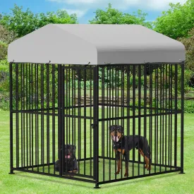 VIVIJASON 6 x 6 x 6 Ft Large Outdoor Dog Kennel, Heavy Duty Metal Frame Dog Cage with Thickened Bars, UV & Waterproof Cover, Outside Pen Playpen Dog Run House for Large to Small Dogs